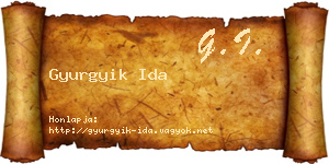 Gyurgyik Ida névjegykártya